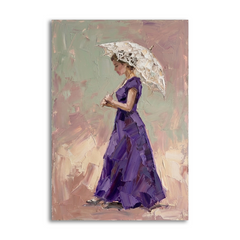 Violet Gown Vintage Parasol – Women Figurative Canvas Prints