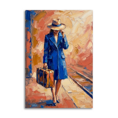 Blue Coat Traveller Journey – Women Figurative Canvas Prints