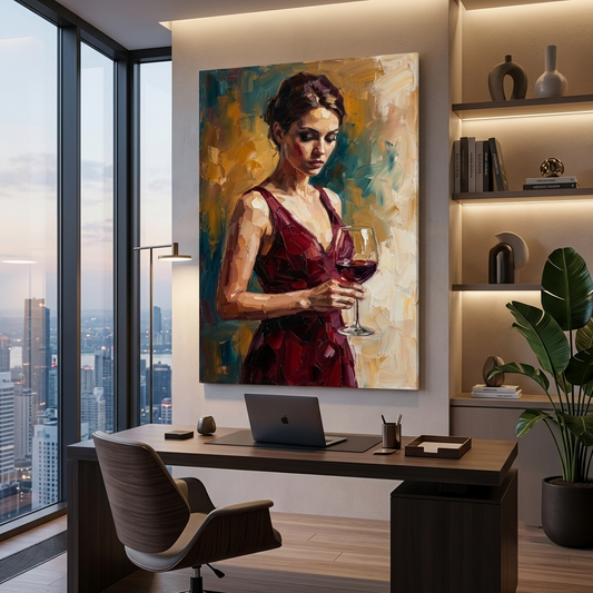 Wine Red Evening Elegance – Women Figurative Canvas Prints