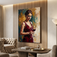 Wine Red Evening Elegance – Women Figurative Canvas Prints