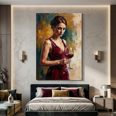 Wine Red Evening Elegance – Women Figurative Canvas Prints